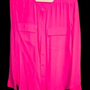 Vibrant Pink Button-Up Blouse